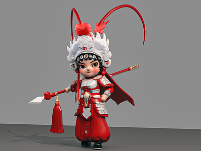 女人 花木兰 戏曲 国粹 戏子 雕塑摆件