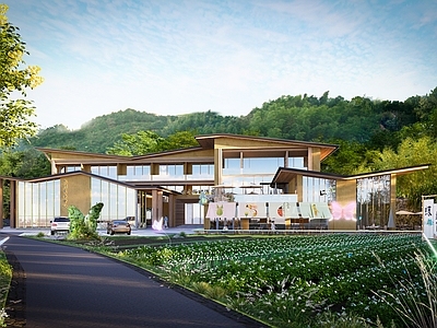 现代乡村民房 山地 酒店 田野
