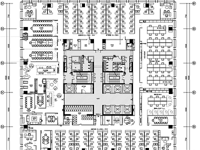 现代整体办公空间 2000平办公空 施工图