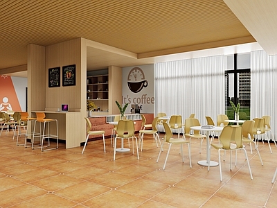 现代极简咖啡厅 咖啡厅餐厅会议室