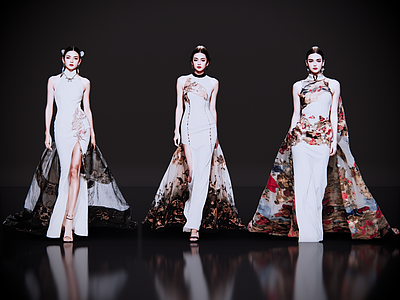 女人 2D现代人物 时尚模特 汉服走秀 T台走秀 时尚走秀