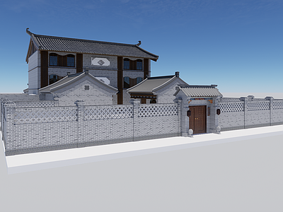 中式古建筑 北方四合院建筑