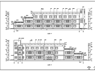 现代办公楼建筑 3层中学新校区 办公楼 施工图