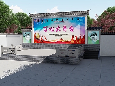 中式广场景观 舞台