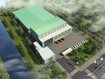 现代简约厂房 厂房鸟瞰