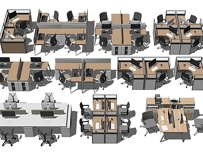 现代原木办公桌椅 办公家具组合 办公用品