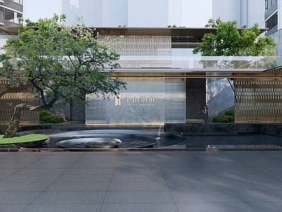 现代庭院小品 庭院水景 示范区水景庭院 示范区核心水景 圆形水景