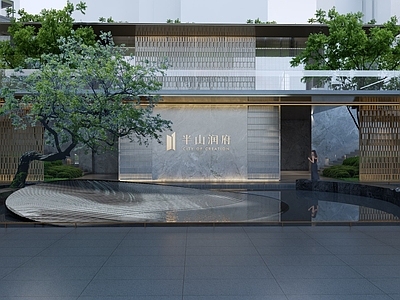 现代商业景观 示范区水景 示范区景观 核心庭院水景 中庭水景水院 对景墙