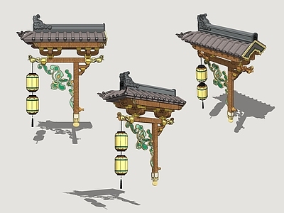 新中式门头 古建门头 国潮门头 民宿门头 灯笼
