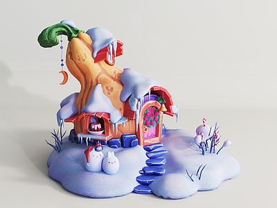 现代木屋 南瓜屋 木屋 卡通建筑 雪屋 雪人