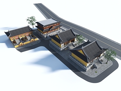 新中式中式古建筑 中式寺庙 道观 中式古建 宋代风格古建 古街旅游景点