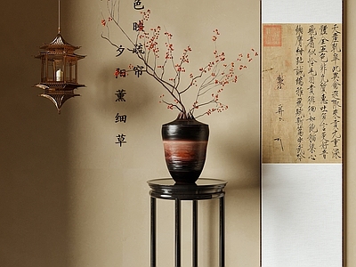 新中式中式花艺 花瓶花艺 挂画 插花花艺