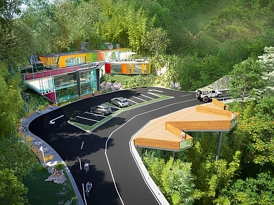 现代体育建筑 山地 机车驿站 运动中心