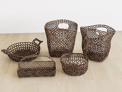 现代新中式其他摆件 编织篮 编织筐 箩筐