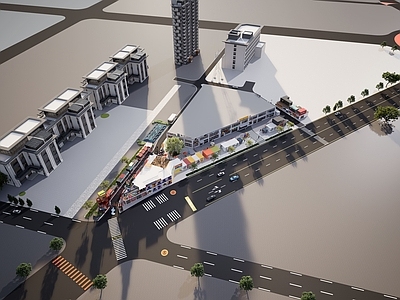 现代新中式商业街 集装箱规划 小区空地规划 小吃街 商业街道