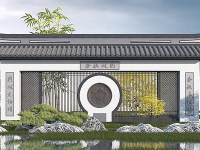 现代其他景观小品 照壁景墙