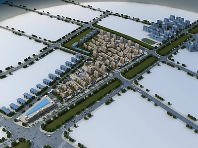 现代鸟瞰规划 规划住宅办公鸟瞰