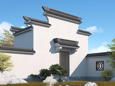 现代其他景观小品 中式马头墙门头