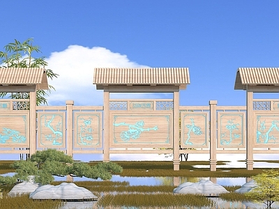 现代其他景观小品 校园文化宣传栏