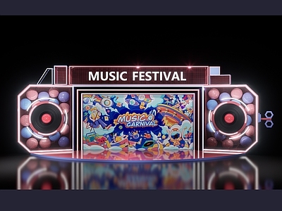 现代轻奢美陈 音乐节 音响美陈 商业舞台