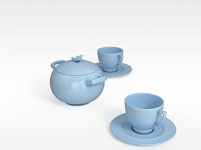 现代蓝色陶瓷茶具