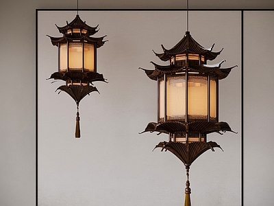 新中式中式吊灯 灯笼吊灯 装饰吊灯 亭子吊灯 禅意吊灯