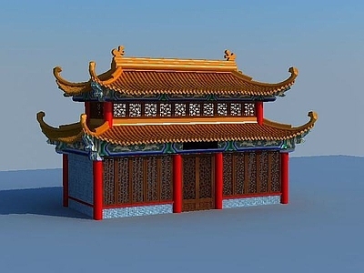 现代四角飞檐古建筑