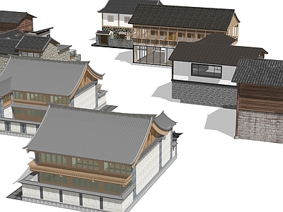 新中式中式民宿建筑 平地民宿建筑 山地民宿建筑 滨水民宿建筑 木结构民宿建筑
