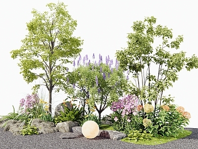 灌木 植物堆 花草 花境组团 景观树 植物造景