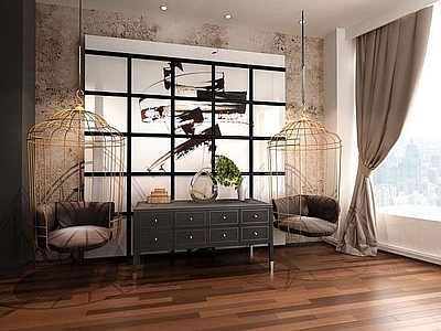 后现代吊椅装饰柜组合