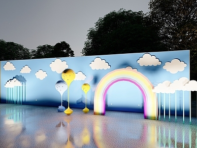现代景墙 天空主题景墙