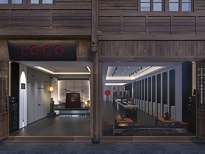 中式新中式茶叶店 中式建筑门窗 中式门头 新中式背景墙 新中式前厅 中式饰品店