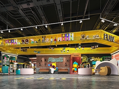 现代工业其他娱乐空间 抓娃娃店 玩偶摆件组合 抓娃娃机 玩具店铺美陈 互动美陈区