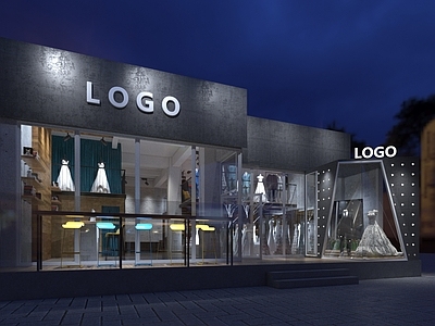 现代工业婚纱摄影 婚纱摄影店门头 婚纱店橱窗美陈 婚纱礼服组合 户外吧台吧椅 婚纱礼服店