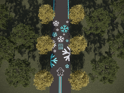 现代新中式园路 公园跑道 道路画线 人行步道图案 二十四节气跑道 消防登高面