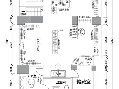 现代服装店 服装店平面布局图 专卖店 施工图