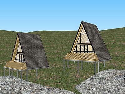 现代北欧木屋 尖顶 架空 屋面