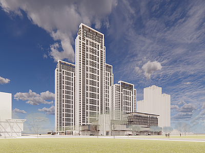 现代小区建筑 现代超高层住宅小