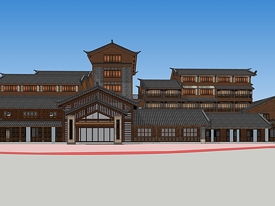 中式古建筑 中式酒店 古建筑 民宿建筑 商业综合体