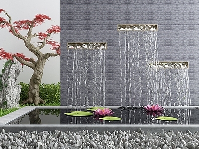 现代其他景观小品 新中式庭院水景小品