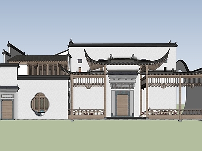 新中式中式四合院 合院建筑 徽派建筑