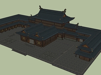 中式古建筑 中式大殿 山门