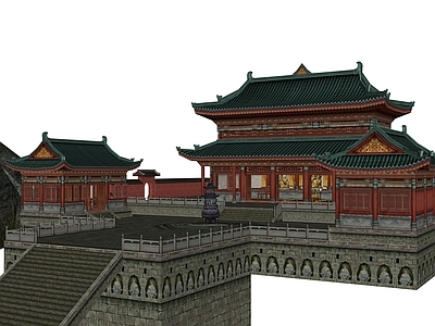 中式古建筑 道观庙庵 古建群
