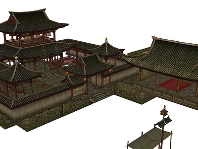 中式古建筑 古建群 道观 庙宇
