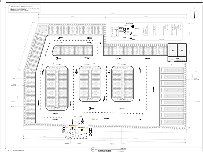 现代停车场 户外停车场 停车场平立面图纸 围墙 门卫岗亭 施工图