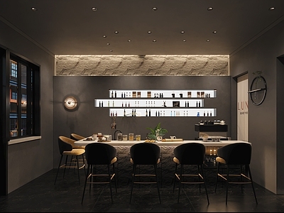 现代工业咖啡厅 黑白灰咖啡面包店 黑白灰奶茶店
