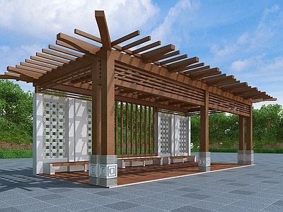 现代廊架 休闲廊架 花架 休息亭