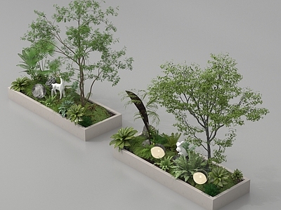 现代其他景观小品 植物组合蕨类植物 植物堆植物造景