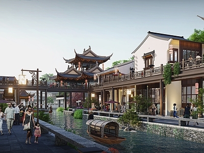 中式商业街 中式商业街 商业水街
