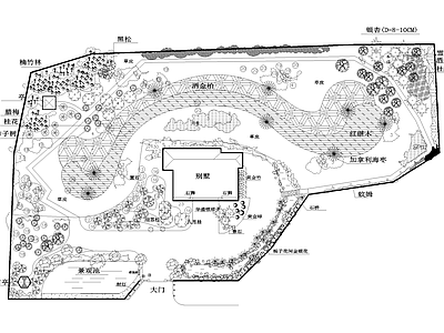 庭院 植物绿化平面图 别墅庭院 花园庭院 私家庭院 农村庭院 施工图